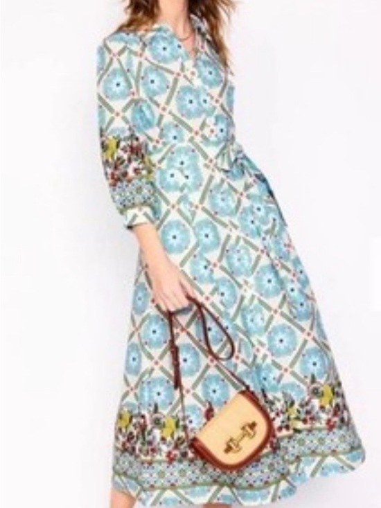 Boden Dresses & Skirts - Boden Blue Patterned Maxi Shirt Dress Clara